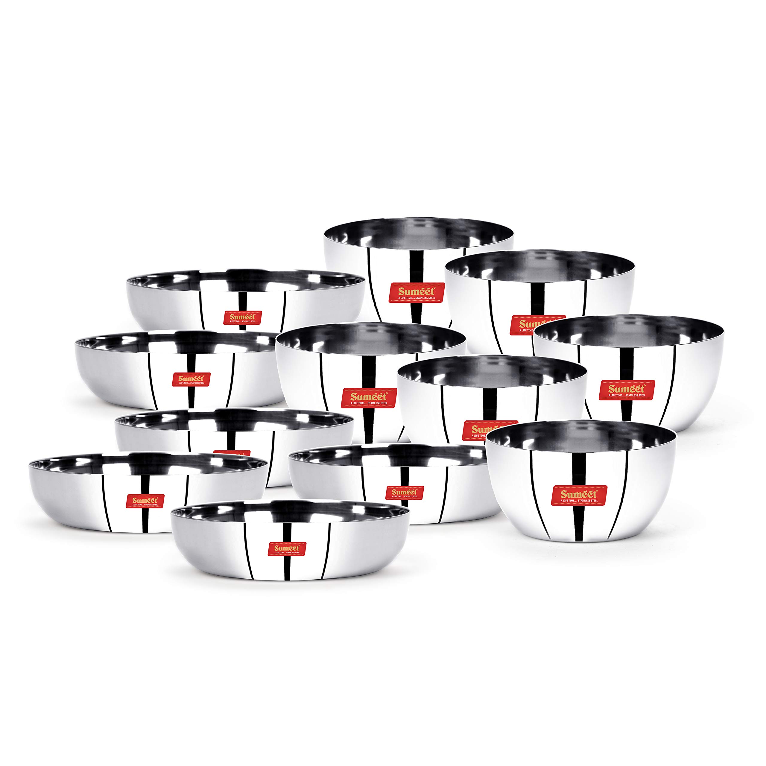Premium Stainless Steel Mirror Finish Apple-Shaped Dessert Plates & Bowls Set - 6 Plates (12.8cm) & 6 Bowls (9.8cm) - Elegant Tableware for Parties, Weddings, Restaurants & Home Dining