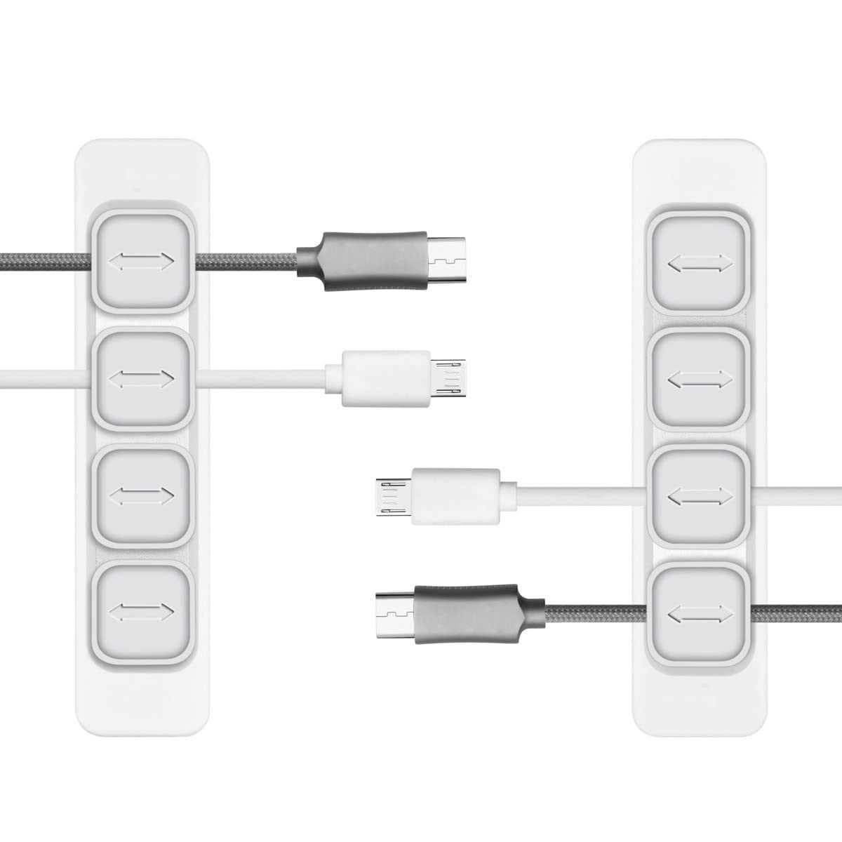 Magnetic Cable Organizer & Holder Clips - 2 Pack White Cord Management for Desk, Home, Office - Organize iPhone, Android, Charger, USB, Headphone Wires Neatly