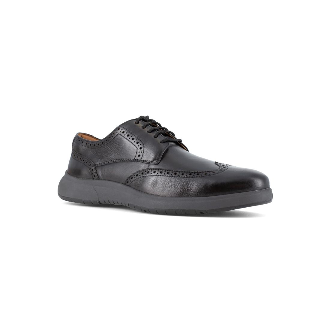 Flair Work Steel Toe Wingtip Oxford Work Shoes for Men - Black Safety Toe Dress Shoes for Business Casual & Office Wear - Comfortable & Durable Work Boots for Construction, Warehouse & Industrial Jobs