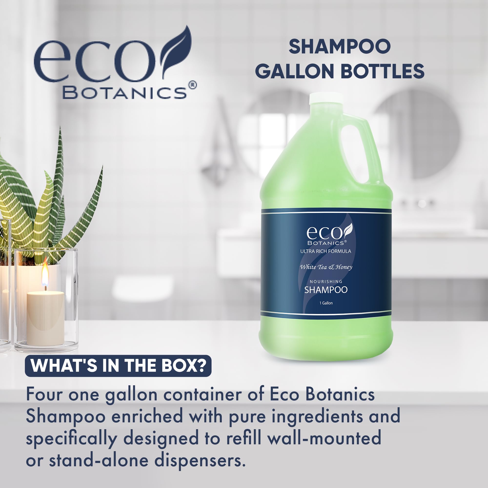 Terra Pure Eco Botanics Hotel Shampoo - 1 Gallon Bulk Refill (Pack of 4) | Biodegradable & Sulfate-Free for Soap Dispensers | Perfect for Hotels, Spas & Commercial Use