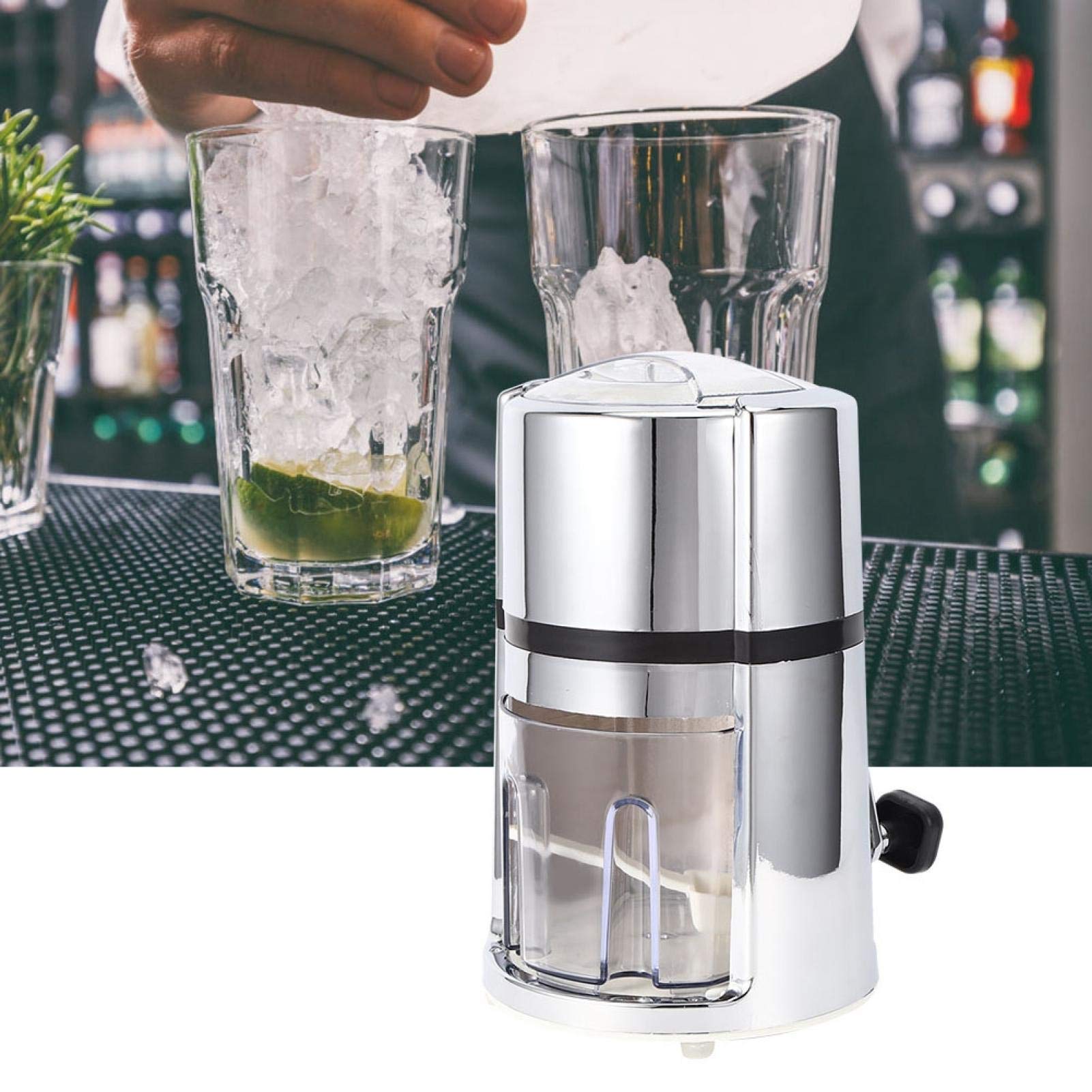 Commercial & Household Manual Ice Crusher - Stainless Steel Portable Ice Shaver Machine for Cocktails, Smoothies & Snow Cones | Perfect for Bars, Restaurants & Home Use