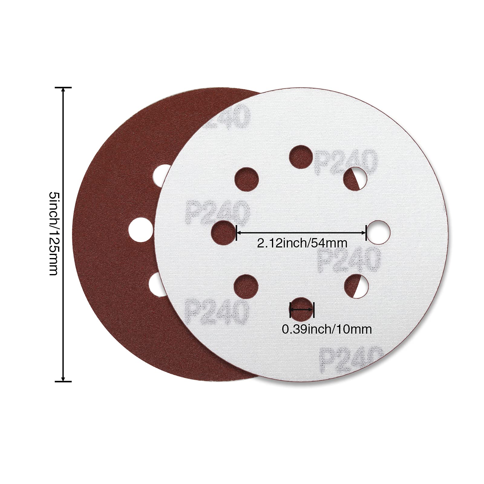 5 Inch 8 Hole Aluminum Oxide Sanding Discs - 65PCS Assorted Grits (240-1000) for Random Orbital Sander | Hook & Loop Adhesive Sandpaper Pads | Woodworking, Metal Polishing & DIY Projects