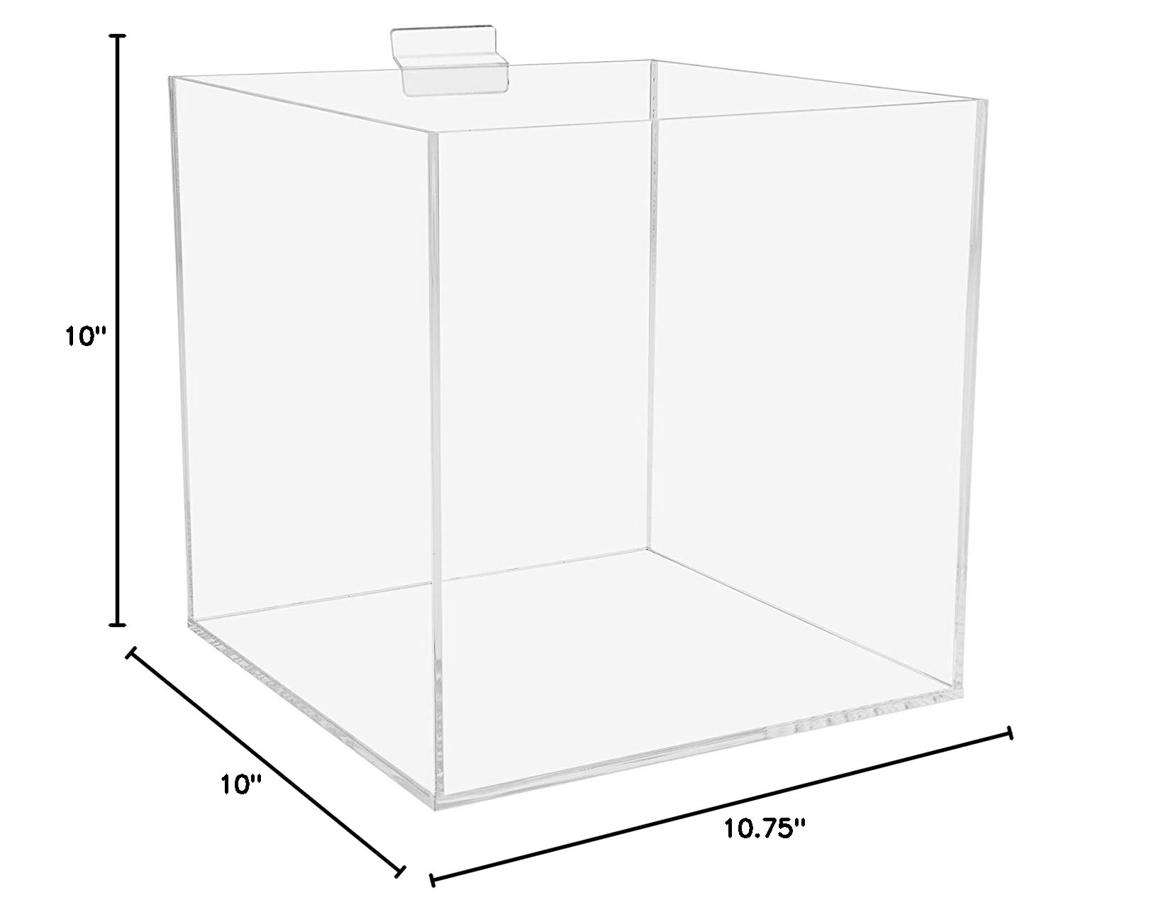 10 Inch Clear Acrylic Slatwall Storage Bin - Merchandise Display Caddy & Bulk Candy Cubby Organizer for Retail Stores, Supermarkets and Candy Shops