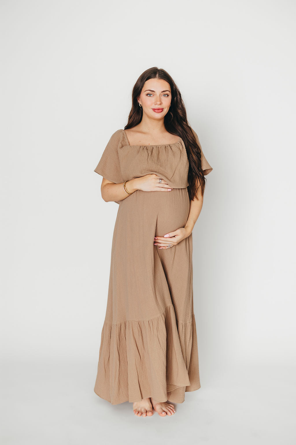 Josie 100% Cotton Maxi Dress in Dry Thyme - Bump & Nursing Friendly Maternity Dress for Pregnancy & Breastfeeding | Perfect for Casual Outings, Beach Vacations & Summer Wear