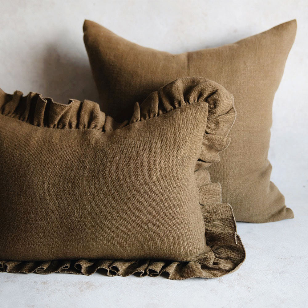 Premium Heavyweight Linen Pillow Cover - Mustard Yellow - Breathable & Durable Home Decor for Living Room, Bedroom, or Sofa