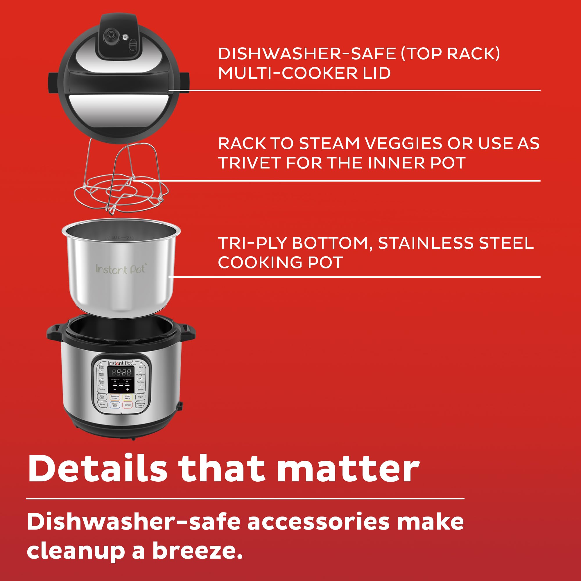 Instant Pot Duo 7-in-1 Mini Electric Pressure Cooker 3 Quart - Multi-Use Slow Cooker, Rice Cooker, Steamer, Sauté Pan, Yogurt Maker & Food Warmer with Free Recipe App (1900+ Recipes) - Perfect for Small Kitchens, Dorms, RV Cooking & Meal Prep - Stainless Steel