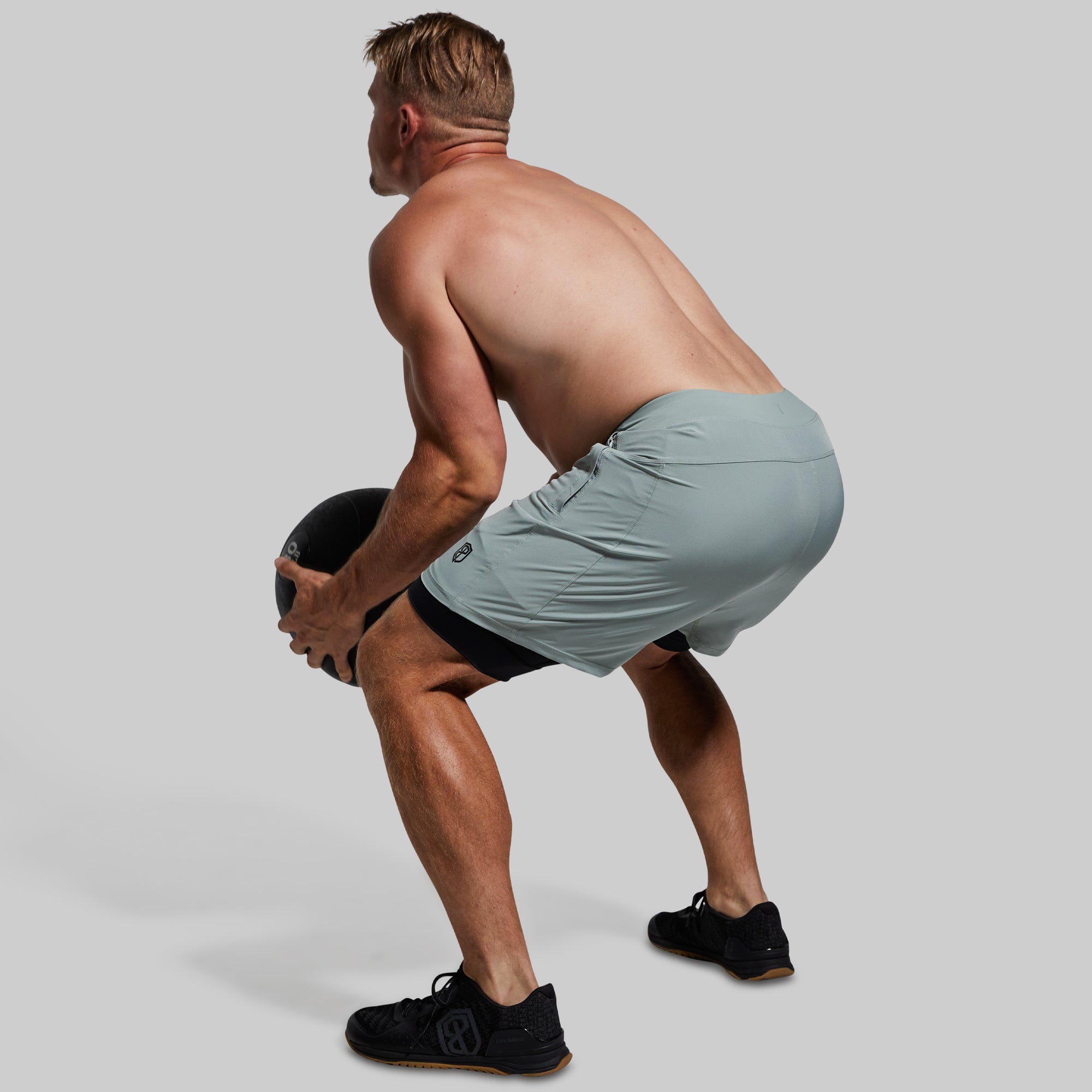 Versatile 7-Inch Compression Shorts for Men - Breathable & Quick-Dry Workout Shorts with Pockets - Perfect for Running, Gym & Outdoor Activities (Sea Sage Green)