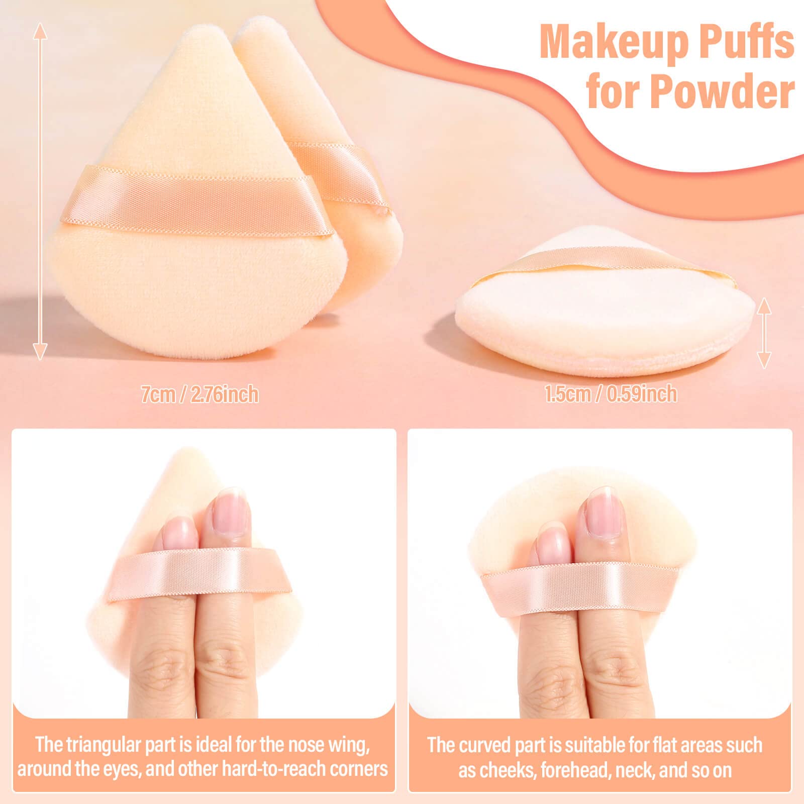 Thrilez 20pcs Triangle Makeup Powder Puffs - Soft Loose & Pressed Powder Applicators for Face & Eye Setting - Premium Beige Cosmetic Sponge Puffs for Flawless Makeup Application - Perfect for Daily Use, Travel & Professional Makeup Kits