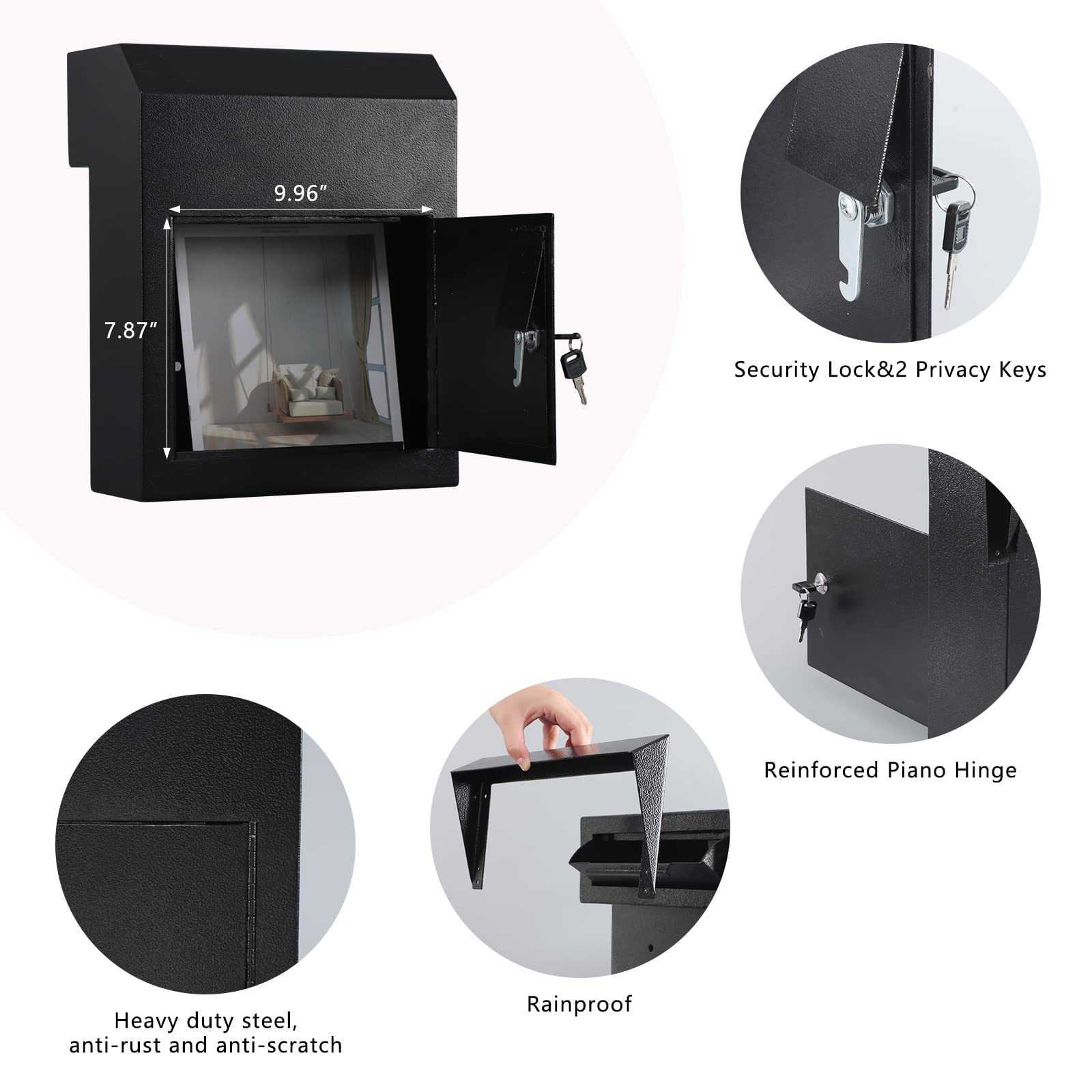 Heavy Duty Locking Mail Drop Box with Key - 15