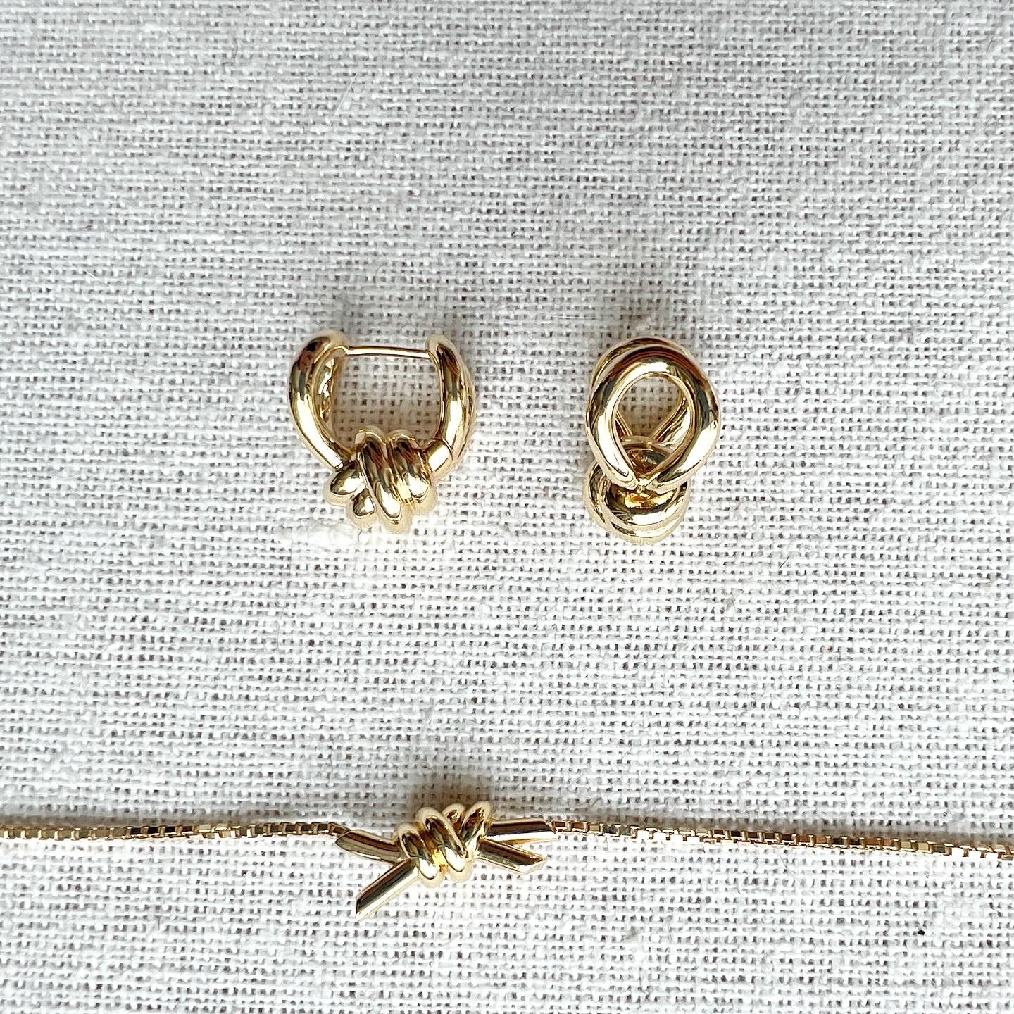 925 Sterling Silver Gold Plated Knot Hoop Earrings for Women - Elegant Dainty Jewelry for Everyday Wear, Parties & Gifts