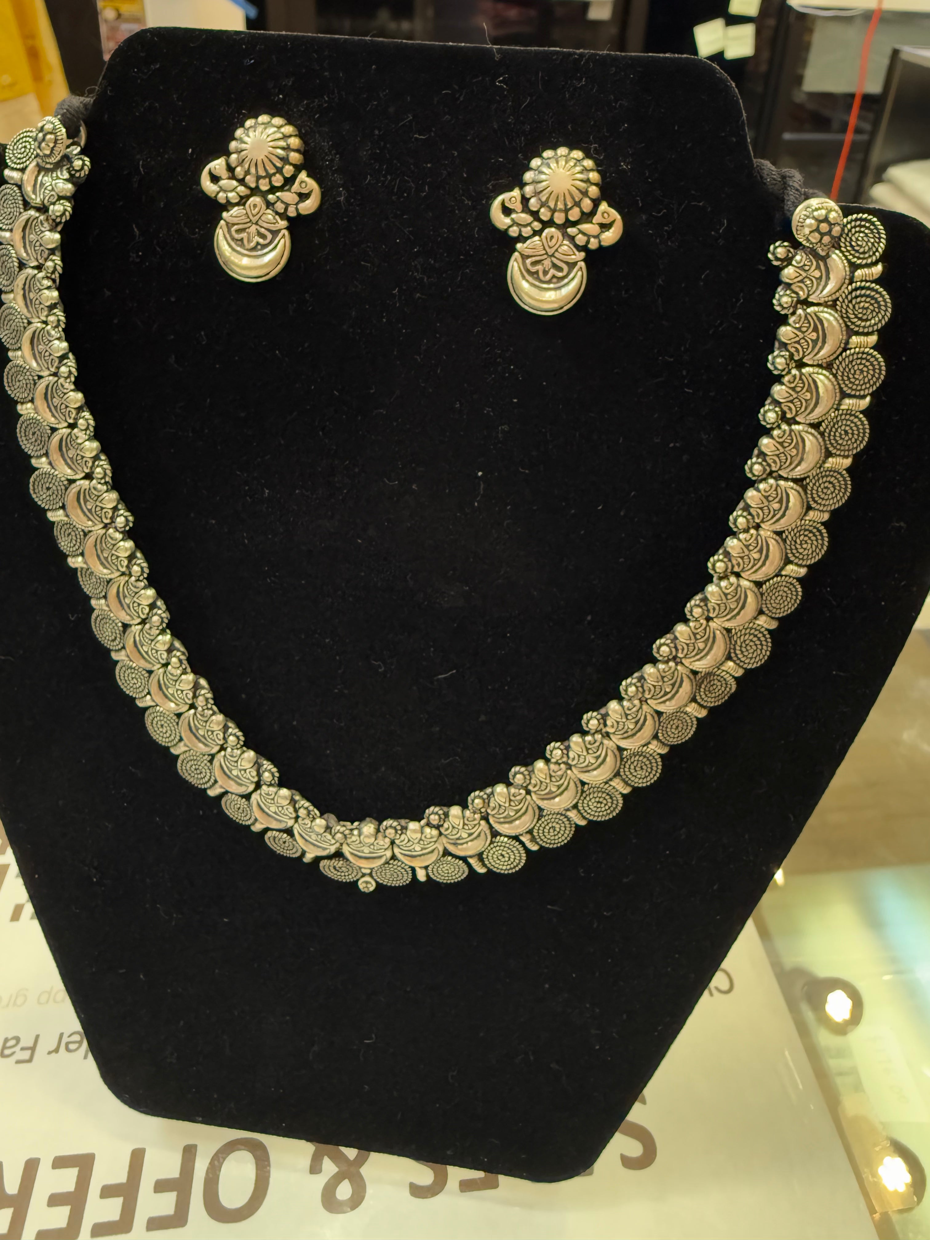 Antique Silver Oxidized Necklace and Earring Set for Women - Elegant Vintage Jewelry Gift for Parties, Weddings & Special Occasions
