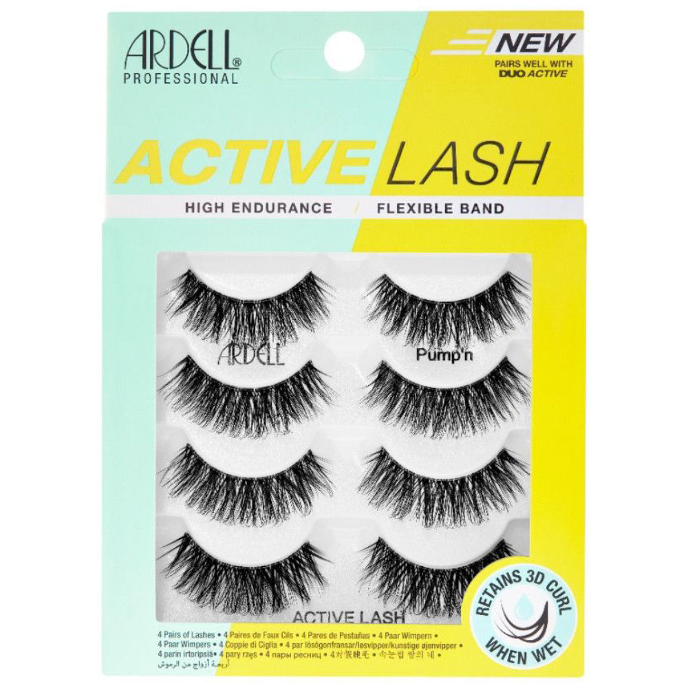 Ardell Active Pump'n 4 Pack - False Eyelashes for Natural Volume & Definition - Perfect for Daily Wear, Special Occasions & Makeup Looks