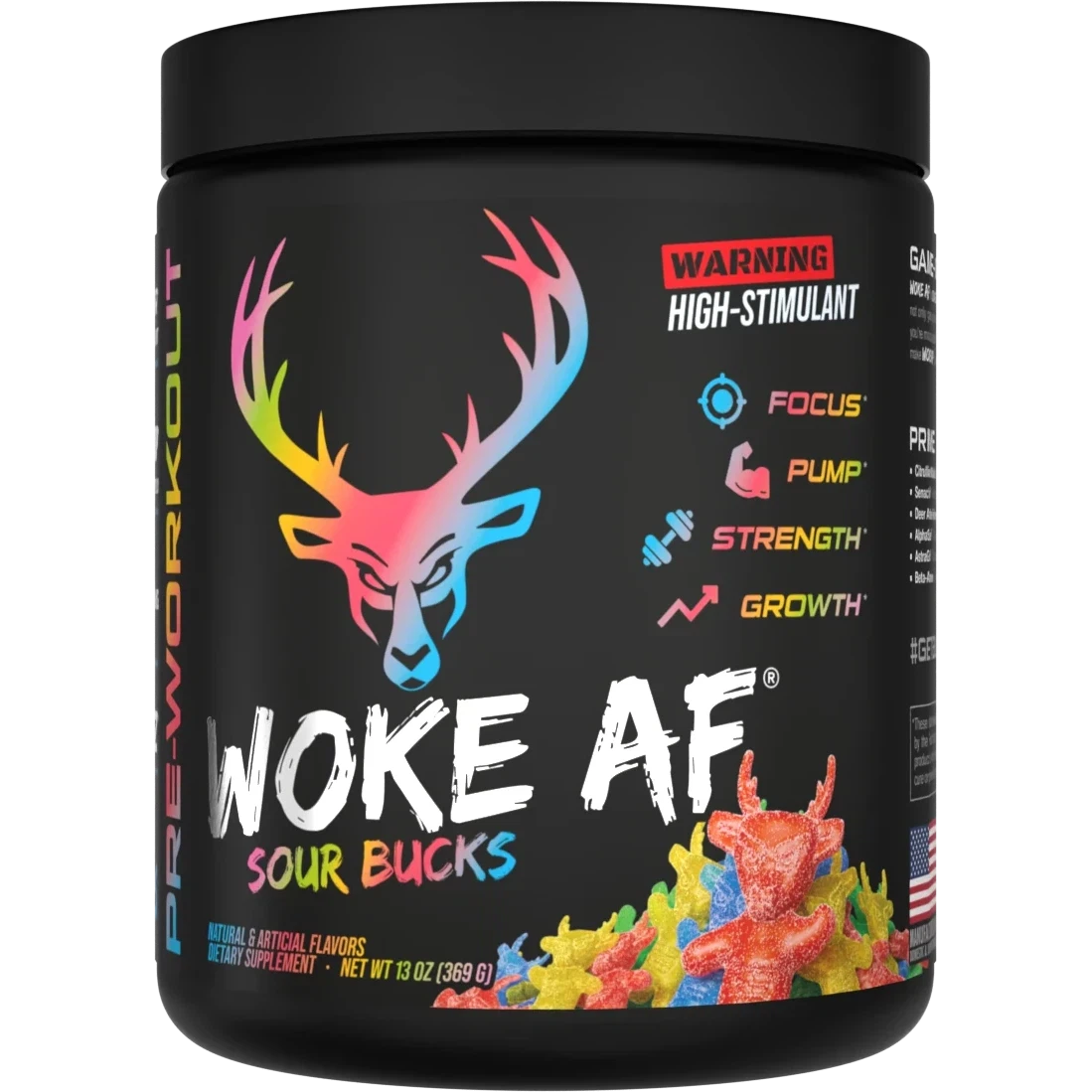 Bucked Up WOKE AF Pre-Workout Supplement - Energy & Focus Booster for Gym, Fitness & Bodybuilding | Ideal for Pre-Workout, Weight Training & Athletic Performance