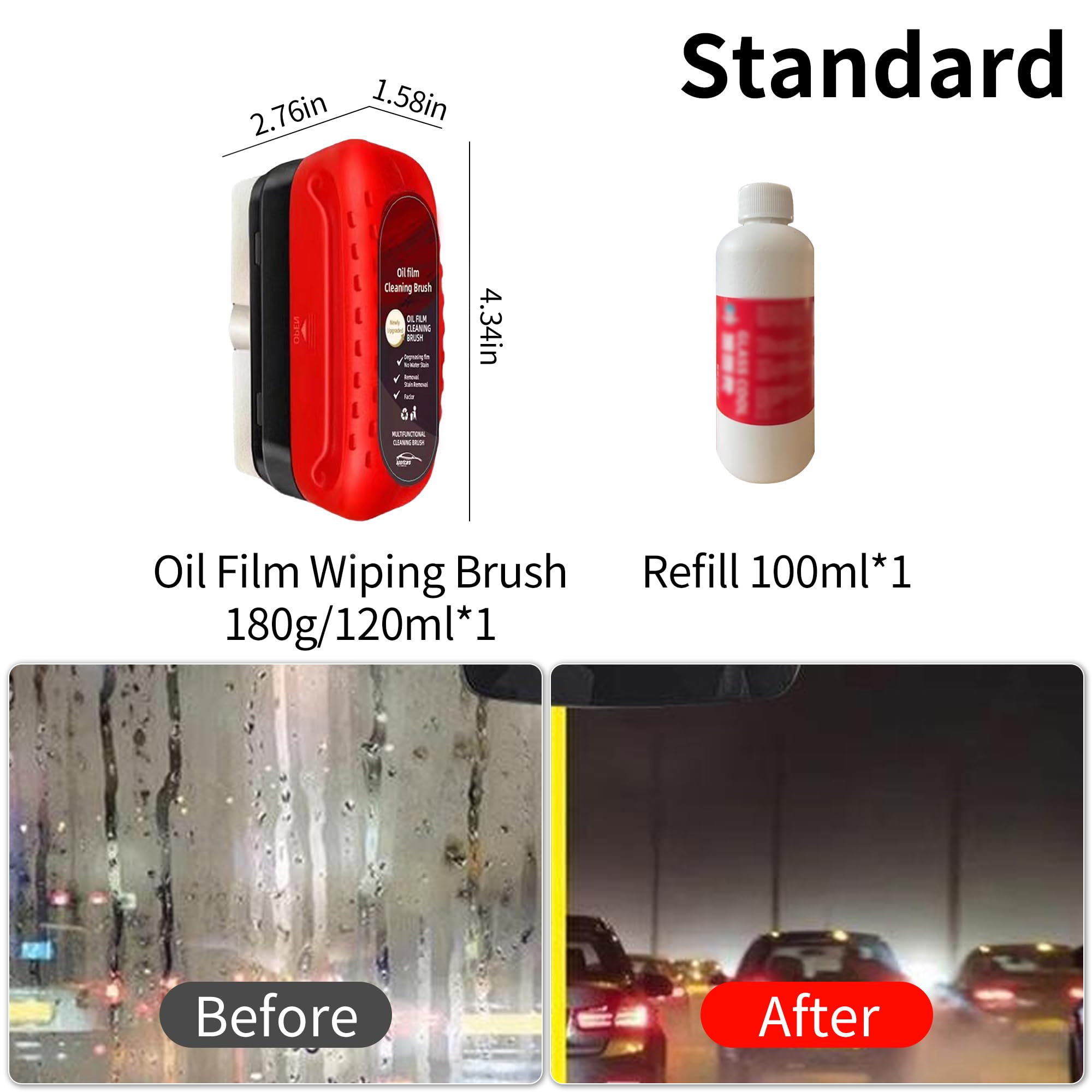 2024 Car Glass Oil Film Remover & Hydrophobic Coating Kit - Universal Windshield Cleaning Brush Set with Refillable Wipes | Perfect for Auto Detailing, DIY Car Care & Windshield Maintenance