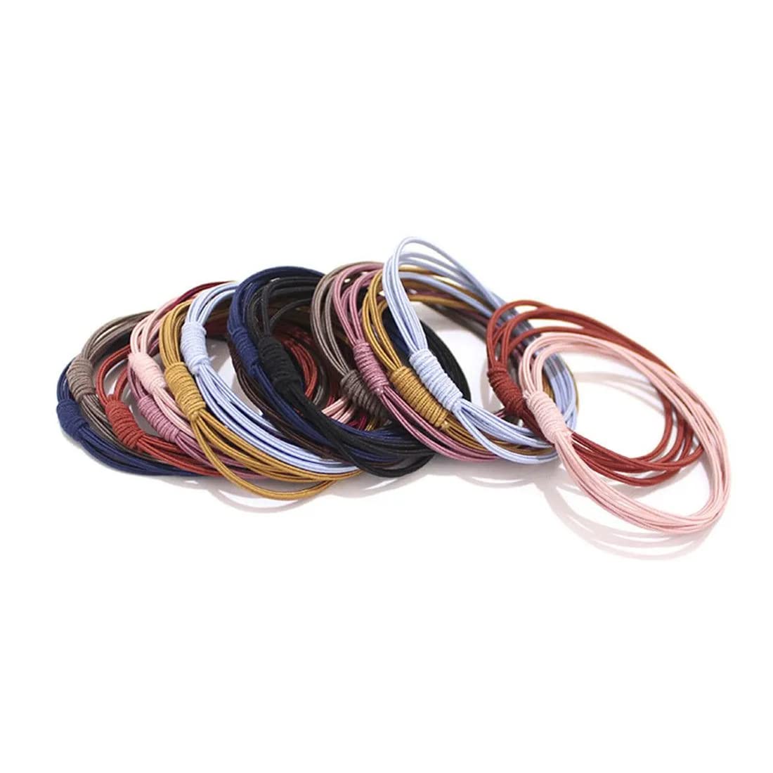 Plucket® 10 Pack Multicolor Solid Thin Hair Ties - Soft Elastic Ponytail Holders for Women & Girls - Perfect for School, Work, Gym and Daily Styling