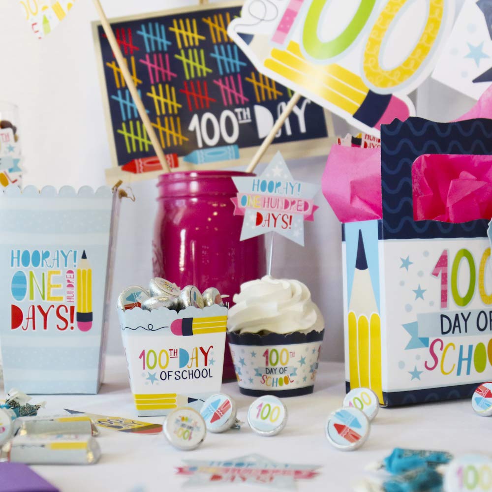 Happy 100th Day School Party Favor Boxes - 12 Pack for Classroom Treats & Celebrations