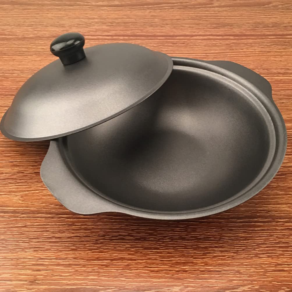 DOITOOL 1-Piece Heat-Resistant Cast Iron Clay Pot with Lid - Small Casserole Rice Cooker for Chicken Rice, Stews & Soups - Perfect for Stovetop, Oven & Serving Dishes