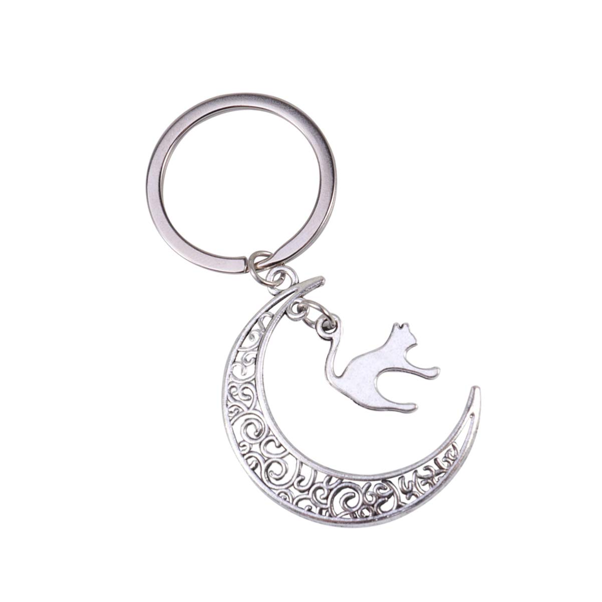 Amosfun Gothic Moon Cat Keychains - Hollow Creative Key Rings for Families, Students, and Friends - Perfect for Gifts, Backpacks, and Everyday Carry