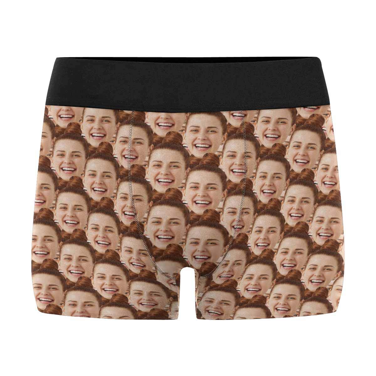 Custom Printed Face Boxer Briefs for Men - Personalized Underwear with Multi Girlfriend Faces (XS-3XL) - Fun Gift for Boyfriend, Valentine's Day & Couples