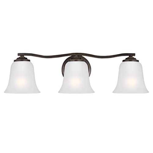 Emmons Three-Light Wall Bath Vanity Fixture in Bronze - Modern Bathroom Lighting for Home & Hotel Decor - Perfect for Bathroom, Powder Room & Spa Lighting