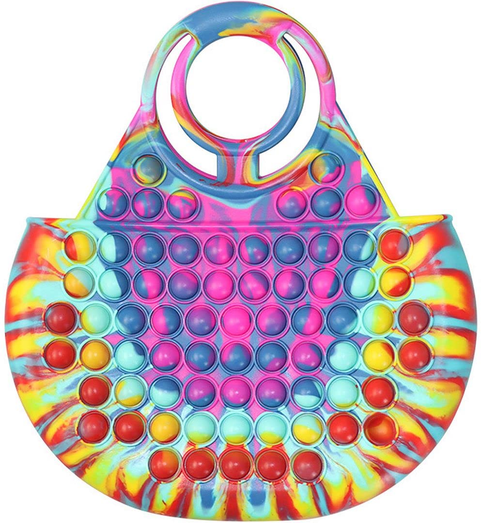 QZUnique Pop Purse Fidget Tote Bag - Push Bubble Pop Silicone Handbag for Women & Ladies - Stress Relief Decompression Satchel with Top Handle - Perfect for Anxiety Relief, Office, Travel & Daily Use