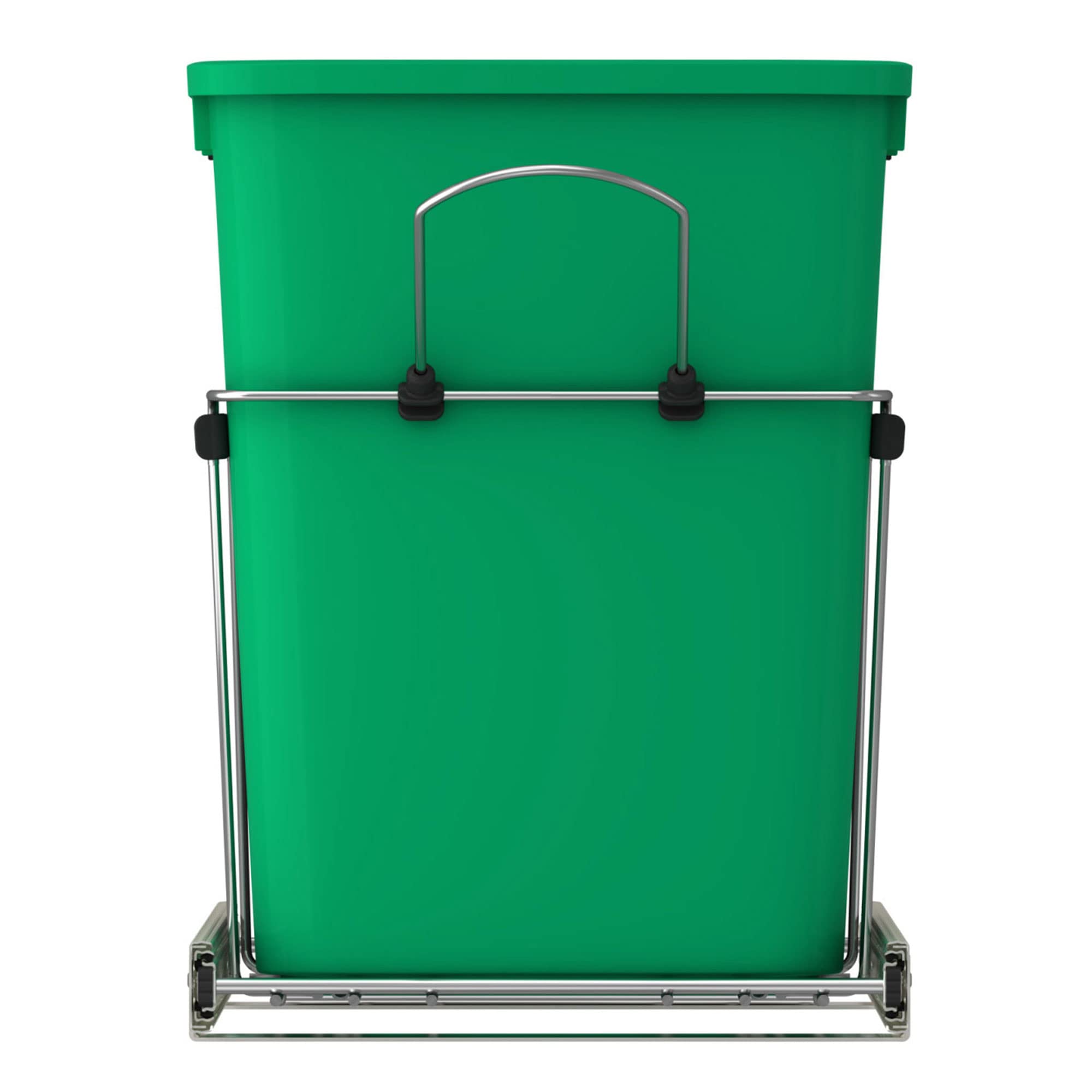 Rev-A-Shelf 35 Quart Double Pullout Trash Can & Recycling Bin for Kitchen Cabinets - Heavy Duty Full Extension Slides, Green/Black (RV-18KD-1918C-S) - Perfect for RV, Home & Office Waste Management