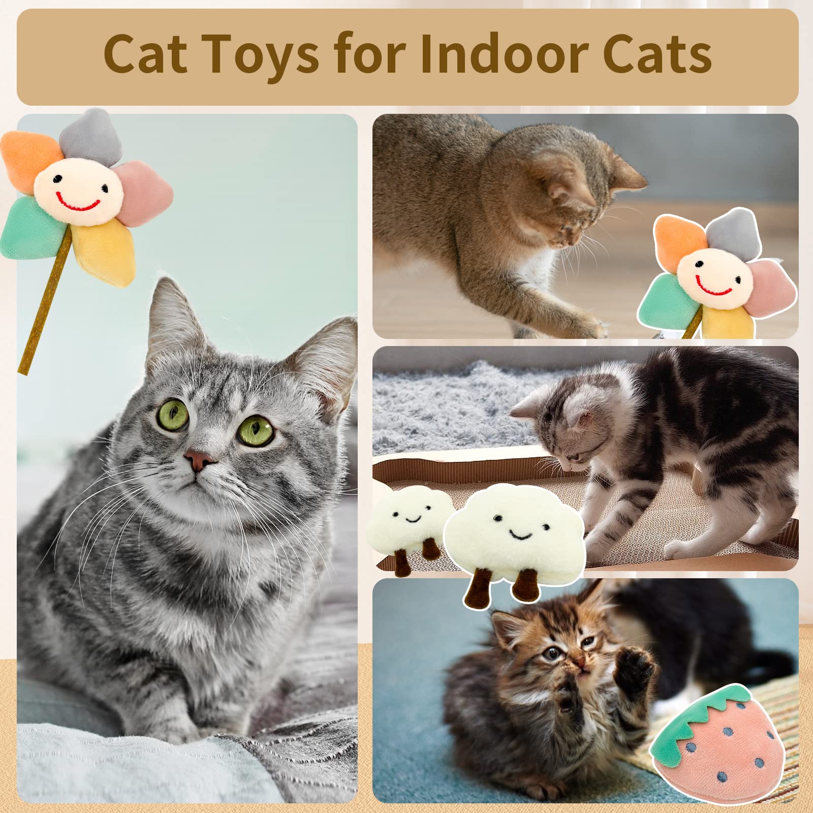 3Pcs Durable Catnip Toys for Indoor Cats - Bite Resistant Chew Toys for Teething Kittens, Fun Playtime & Stress Relief | Perfect for Playtime, Training & Bonding with Your Feline Friend