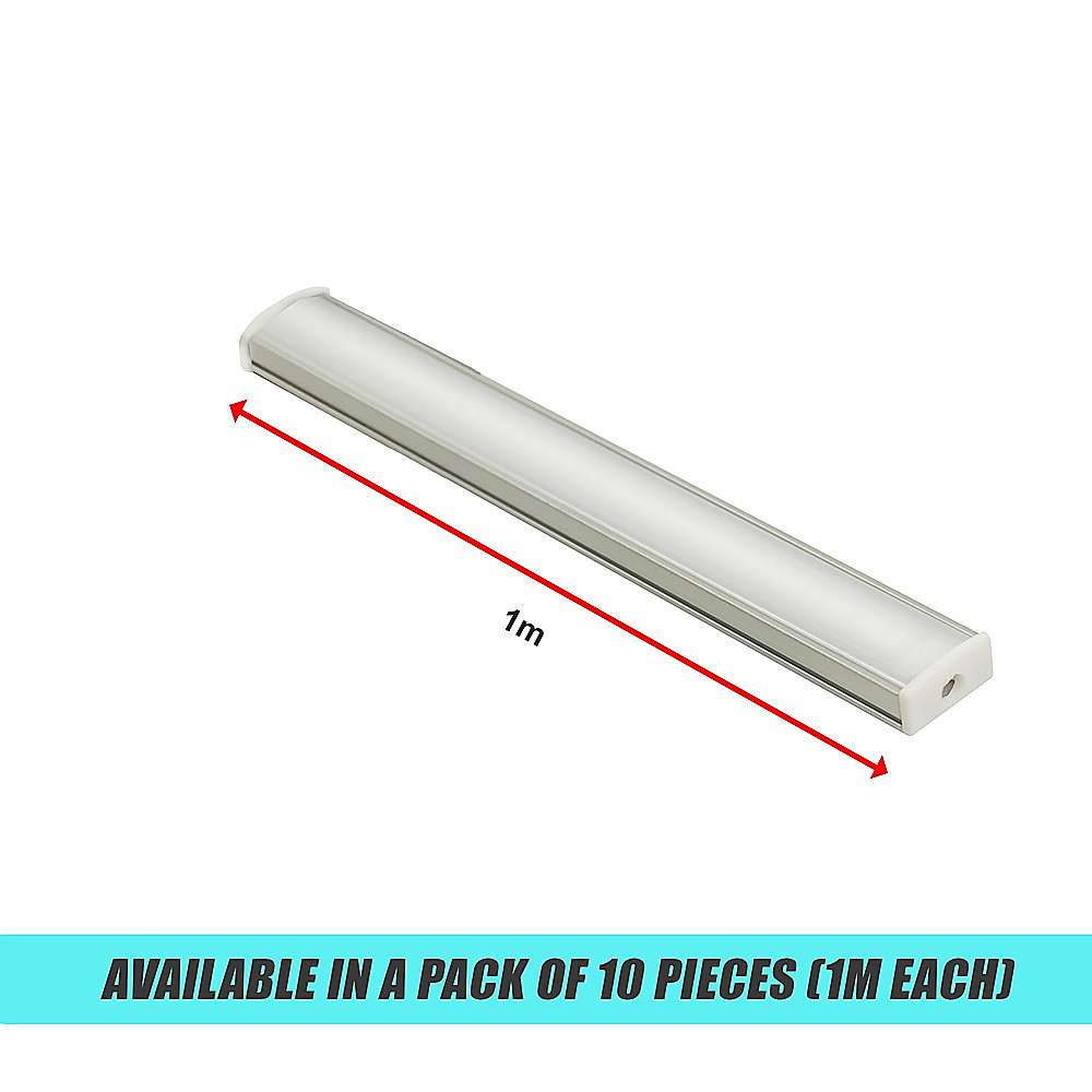 10 Pack 1M Aluminum LED Strip Light Channel Profile for Kitchen Cabinet Lighting - Perfect for Under Cabinet, Shelf, and Staircase Accent Lighting