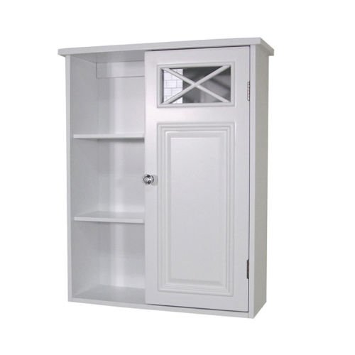 1-Door Wall Cabinet - White Wooden Storage Cabinet for Bathroom, Kitchen & Living Room - Space-Saving Organizer for Towels, Dishes & Home Essentials