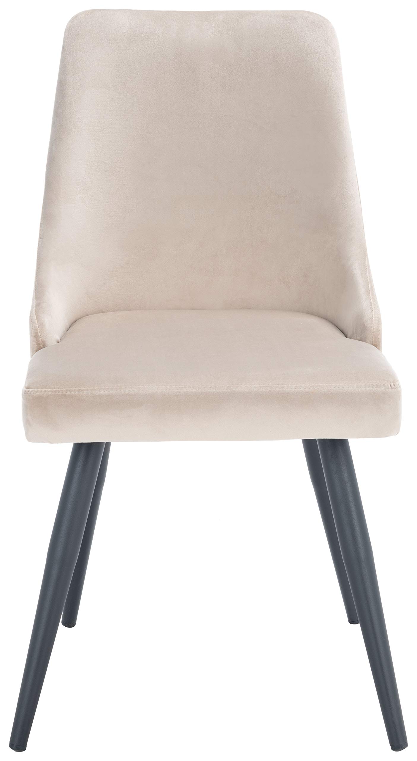 SAFAVIEH Zoi Velvet Dining Chairs Set of 2 - 19 Inch Modern Upholstered Side Chairs for Kitchen, Dining Room & Office - Taupe & Black Velvet Fabric Seating