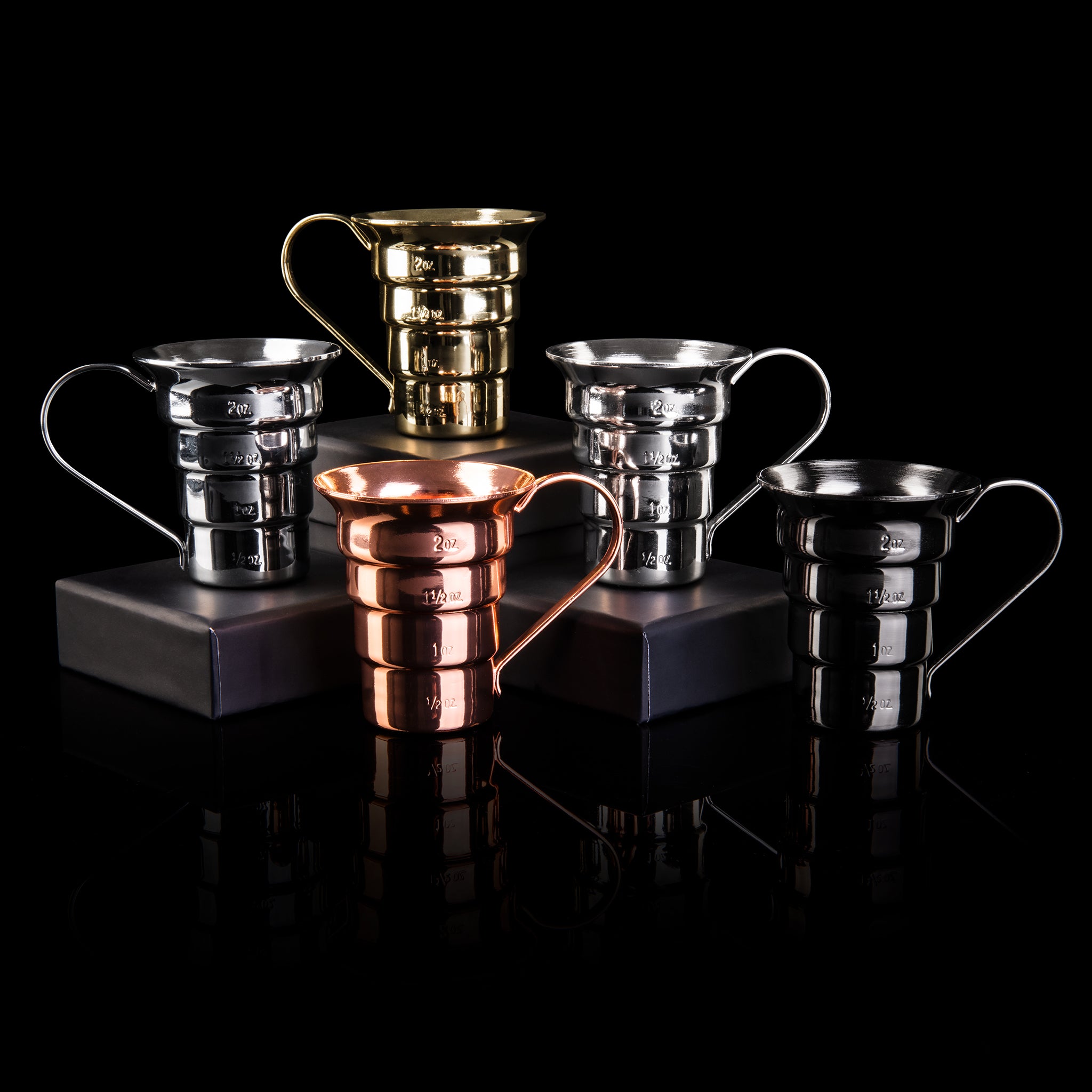 2oz Copper Plated Stepped Jigger - Premium Bar Measuring Tool for Cocktails, Mixology & Home Bartending