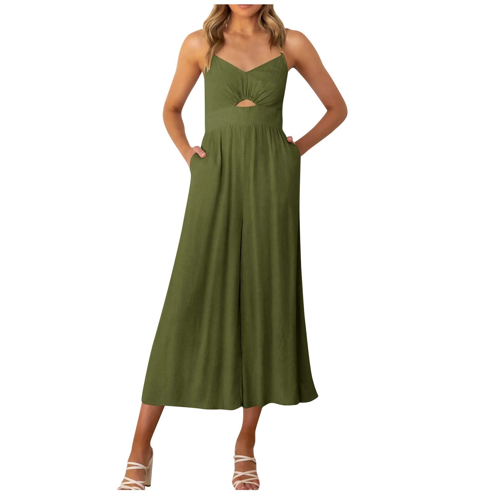 Women's Casual Sleeveless Jumpsuit with Pockets - Comfortable Stretchy Overalls for Everyday Wear | Perfect for Summer Outfits, Beach Vacations & Casual Outings
