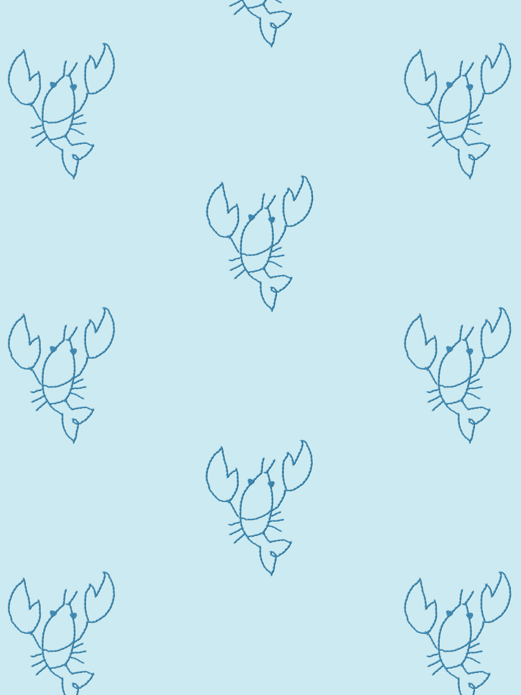 Lobsters Wallpaper by Lingua Franca - Blue on Sky Design | Premium Peel & Stick Wallpaper for Kitchen, Bathroom, Nursery & Home Decor
