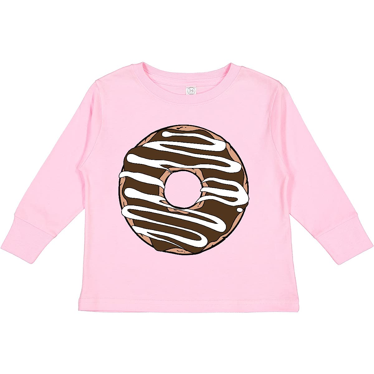 Inktastic Chocolate Donut Toddler Long Sleeve T-Shirt - Cute Doughnut Print Icing Design for Kids - Perfect for Birthday Parties, Playdates & Family Photos