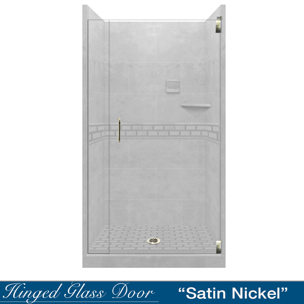Alcove Portland Cement Sistine Stone & Subway Tile DIY Shower Remodel Kit - Waterproof Bathroom Wall Panel System for Modern Home Renovation