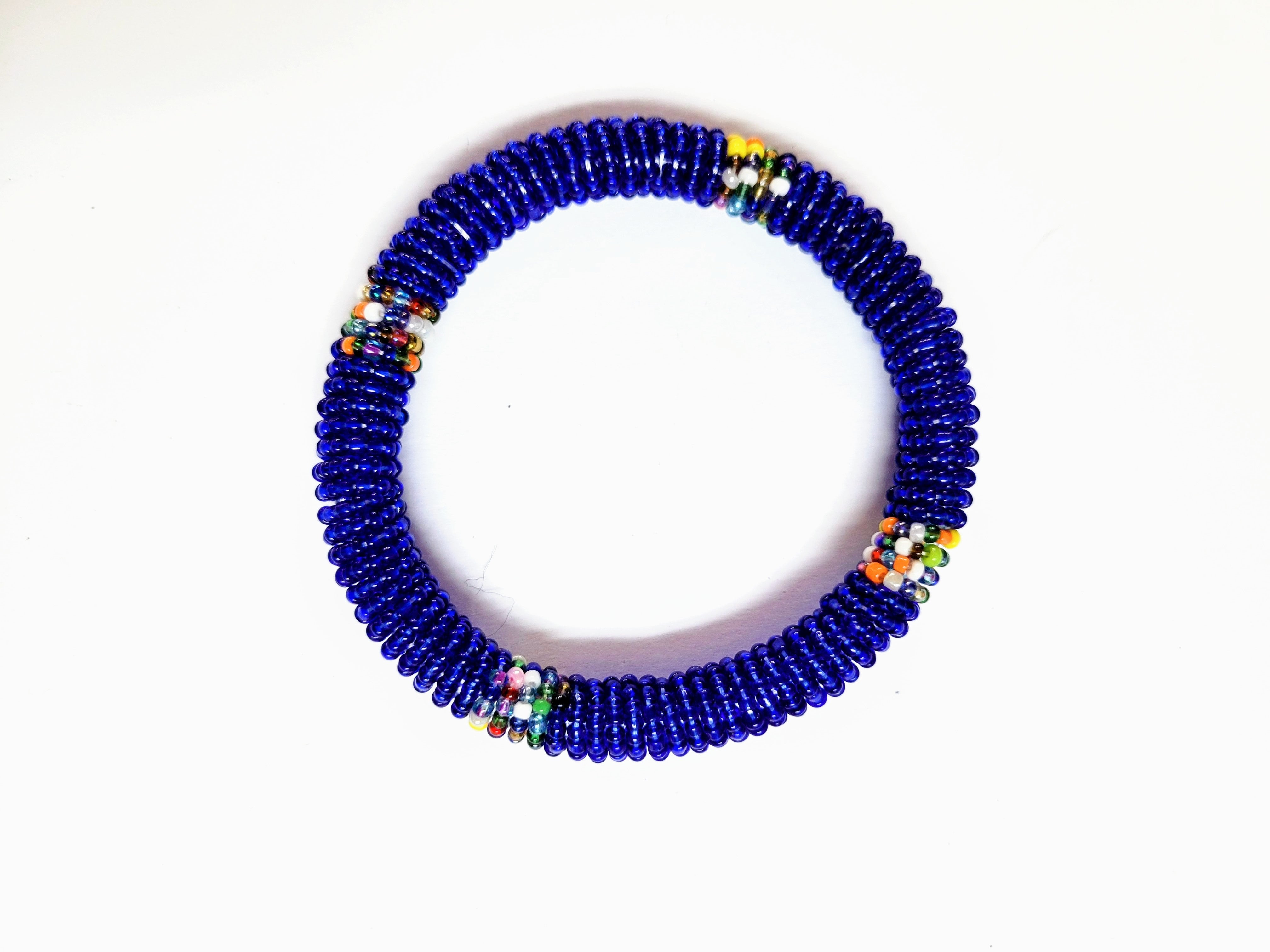 African Hauwa Royal Blue Beaded Bracelet - Handmade Beaded Jewelry for Women - Perfect for Weddings, Parties & Special Occasions