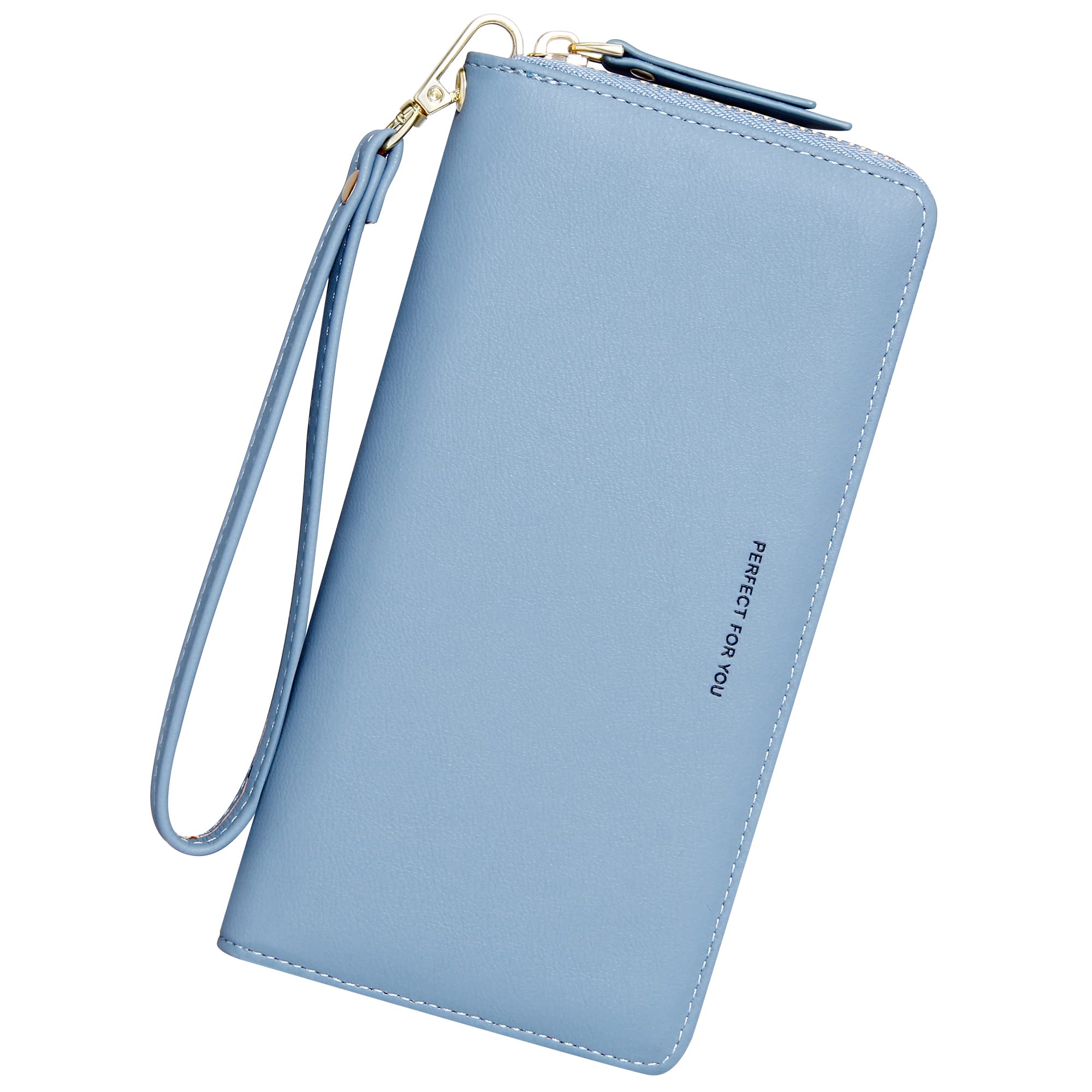 GEEAD RFID Blocking Wristlet Wallet for Women - PU Leather Zip Around Long Phone Clutch Purse | Perfect for Travel, Shopping & Everyday Use