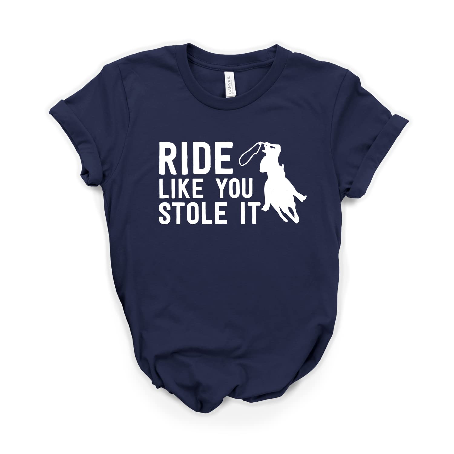 Ride Like You Stole It Horse Lover T-Shirt - Equestrian & Western Style Mustang Graphic Tee - Soft Unisex Cotton Shirt for Riding, Horse Shows & Country Outfits