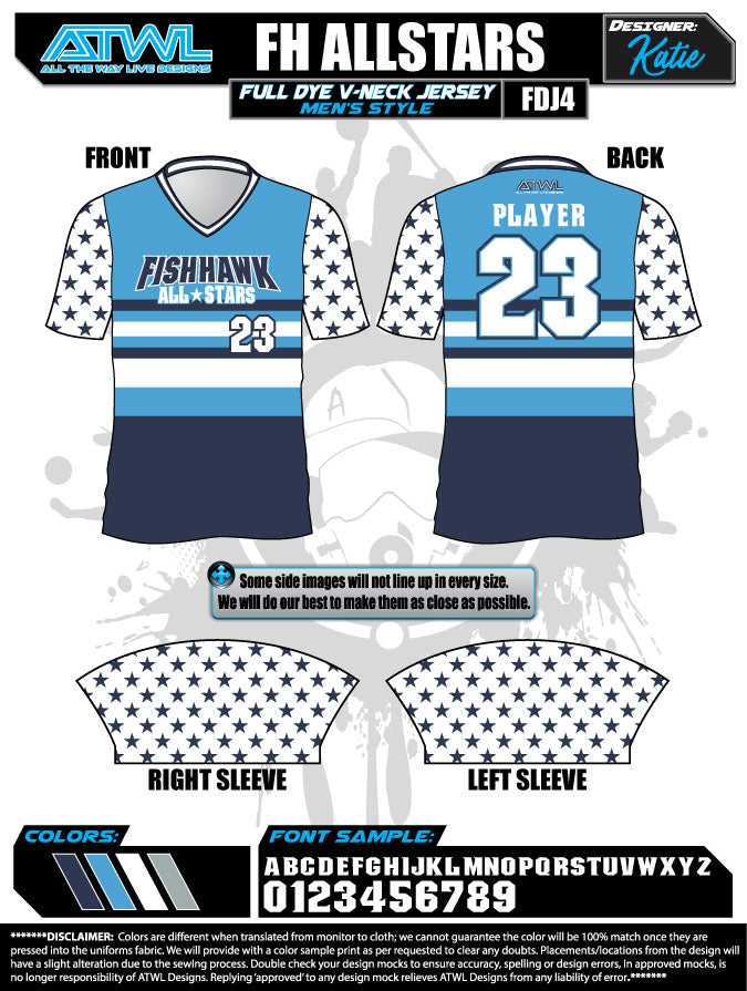 Fishhawk All Stars Full Dye Sublimated Lacrosse Jersey - Breathable Performance Jersey for Men & Women - Perfect for Games, Practice & Tournaments