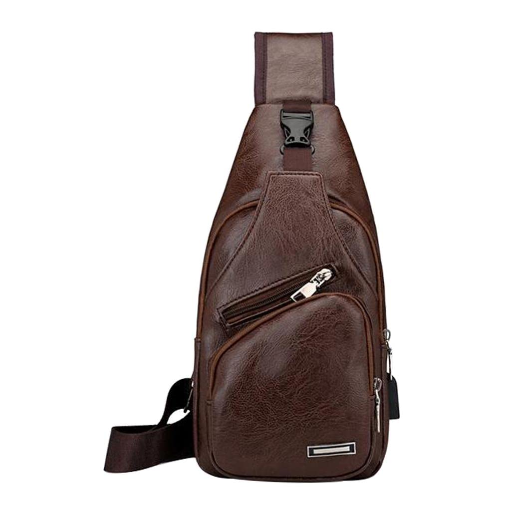 Premium Leather Sports Travel Bag with USB Charging Port - Durable Crossbody Shoulder Bag for Gym, Work, Hiking & Outdoor Adventures