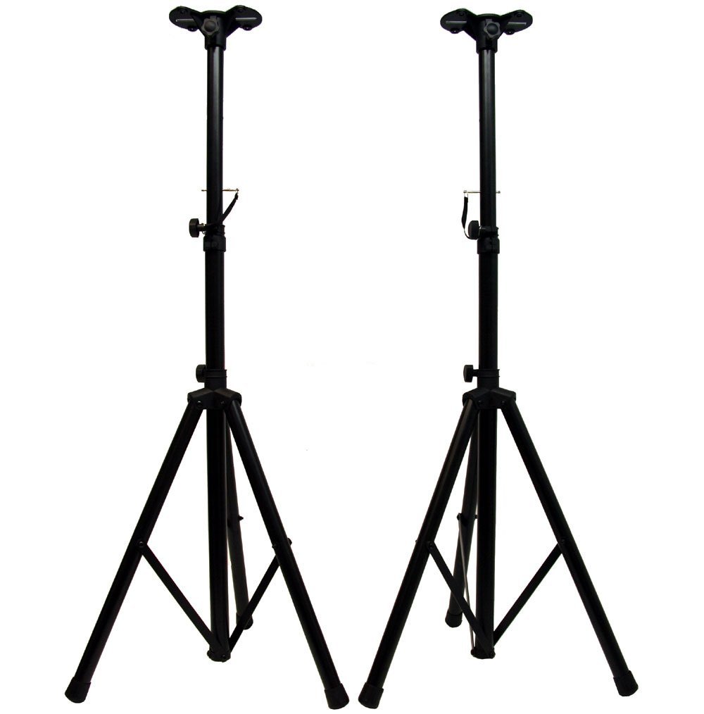 Pro Audio Mobile DJ PA Speaker Stands - 6 Foot Adjustable Height Tripod with (2) Adapter Brackets | Heavy Duty Speaker Stands for Live Performances, DJ Gigs, and Outdoor Events | American Sound Connection