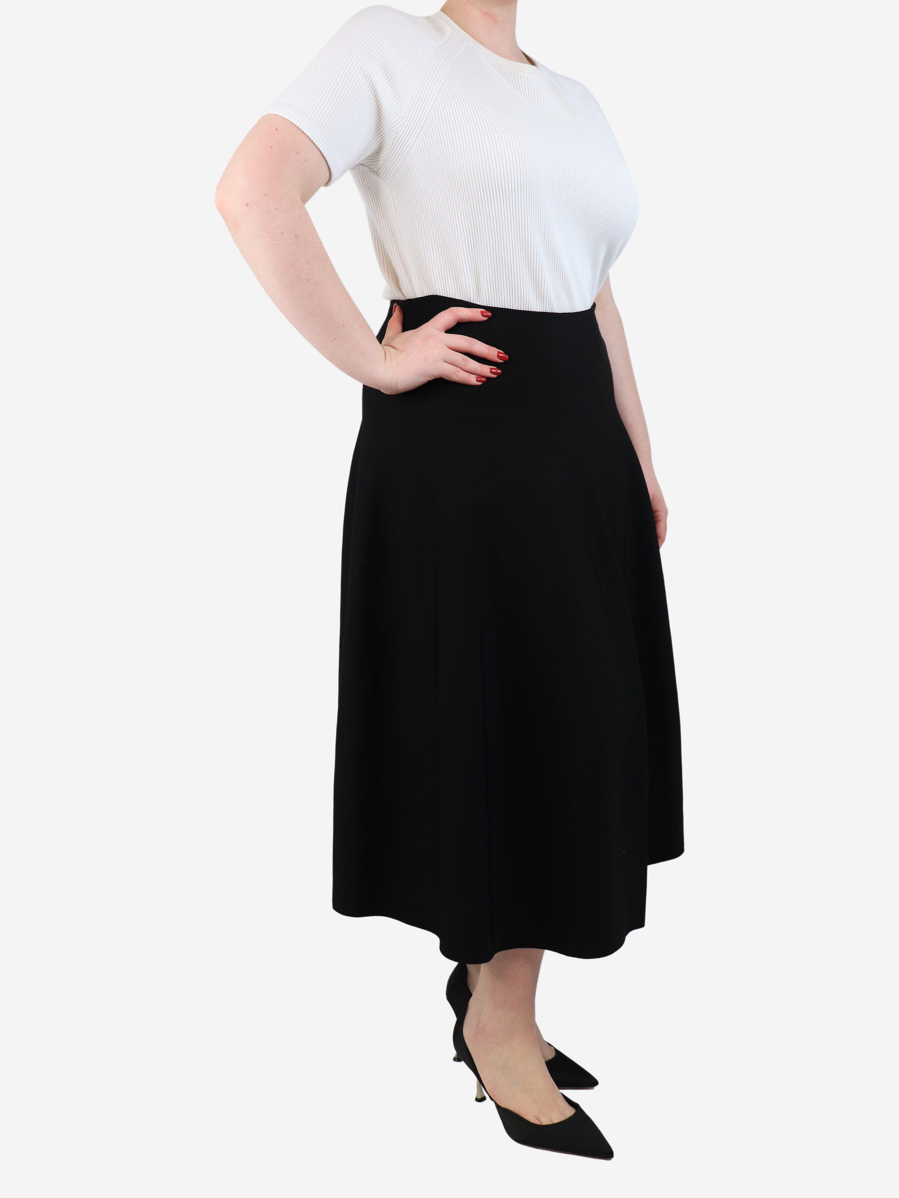 Stylish Black Pleated Midi Skirt for Women - Size XL | Perfect for Office, Party & Casual Outfits