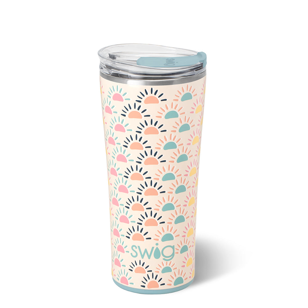 Sun Chaser 22oz Insulated Tumbler - Double Wall Vacuum Stainless Steel Cup with Lid & Straw - Keeps Drinks Hot/Cold for Hours - Perfect for Coffee, Tea, Water & Outdoor Activities