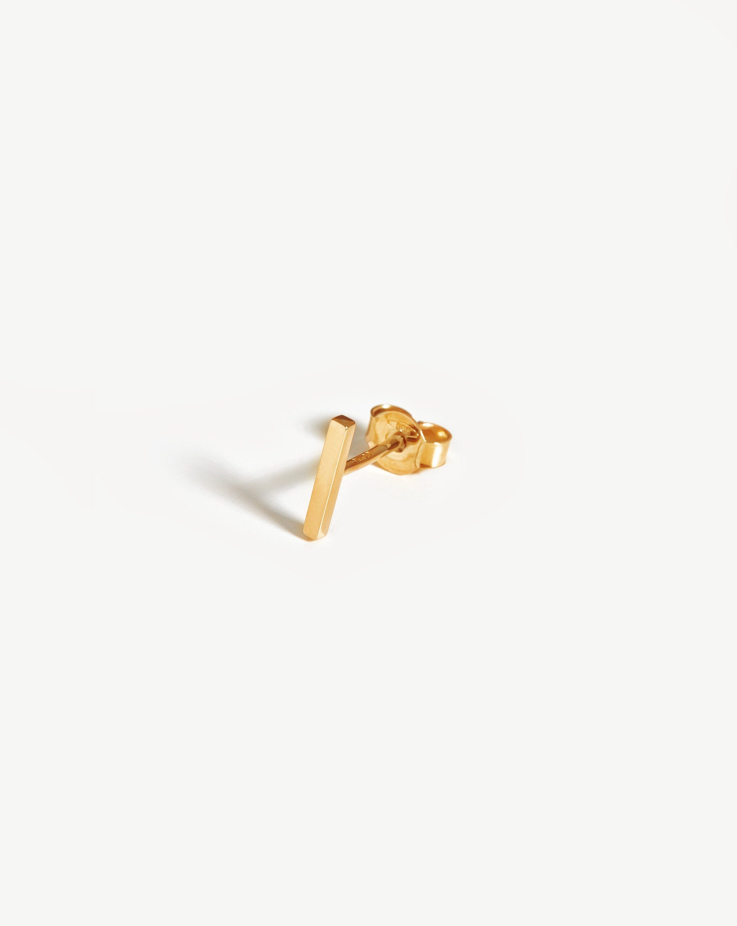 14k Solid Gold Fine Bar Single Stud Earrings for Women - Minimalist Dainty Jewelry for Everyday Wear, Gifts & Special Occasions