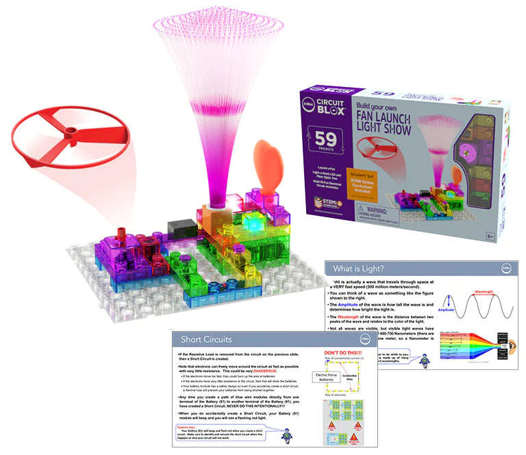 Circuit Blox™ BYO Fan Light Show Kit - 59 STEM Projects for Students | Science Experiments & DIY Electronics for Classroom & Home Learning