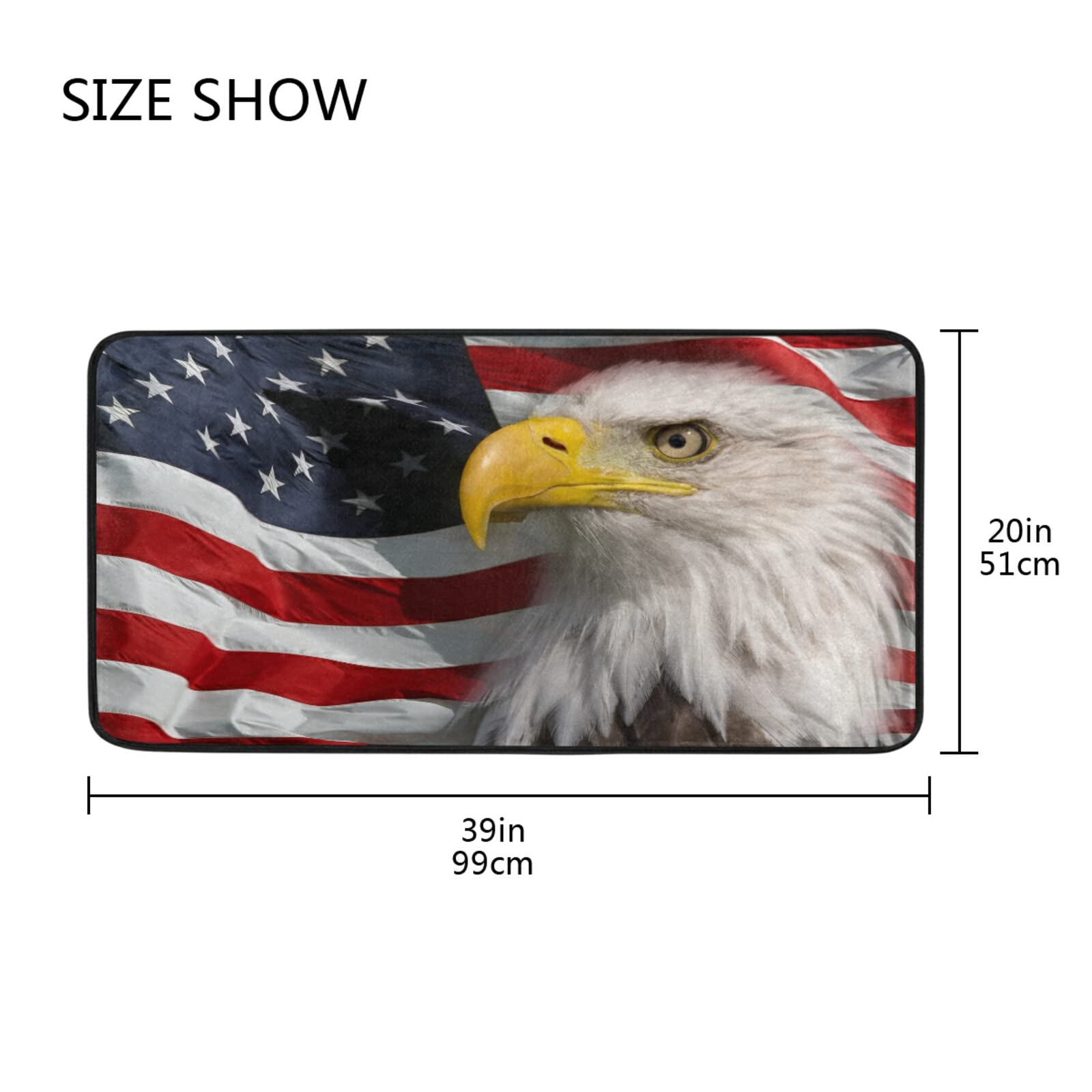 American Flag Patriotic Eagle Kitchen Rug - Non-Slip Anti-Fatigue Washable Floor Mat for Home, Kitchen, Office & Laundry Room - 39x20 Inches - Perfect for July 4th Decor, Veterans Day & Patriotic Home Décor