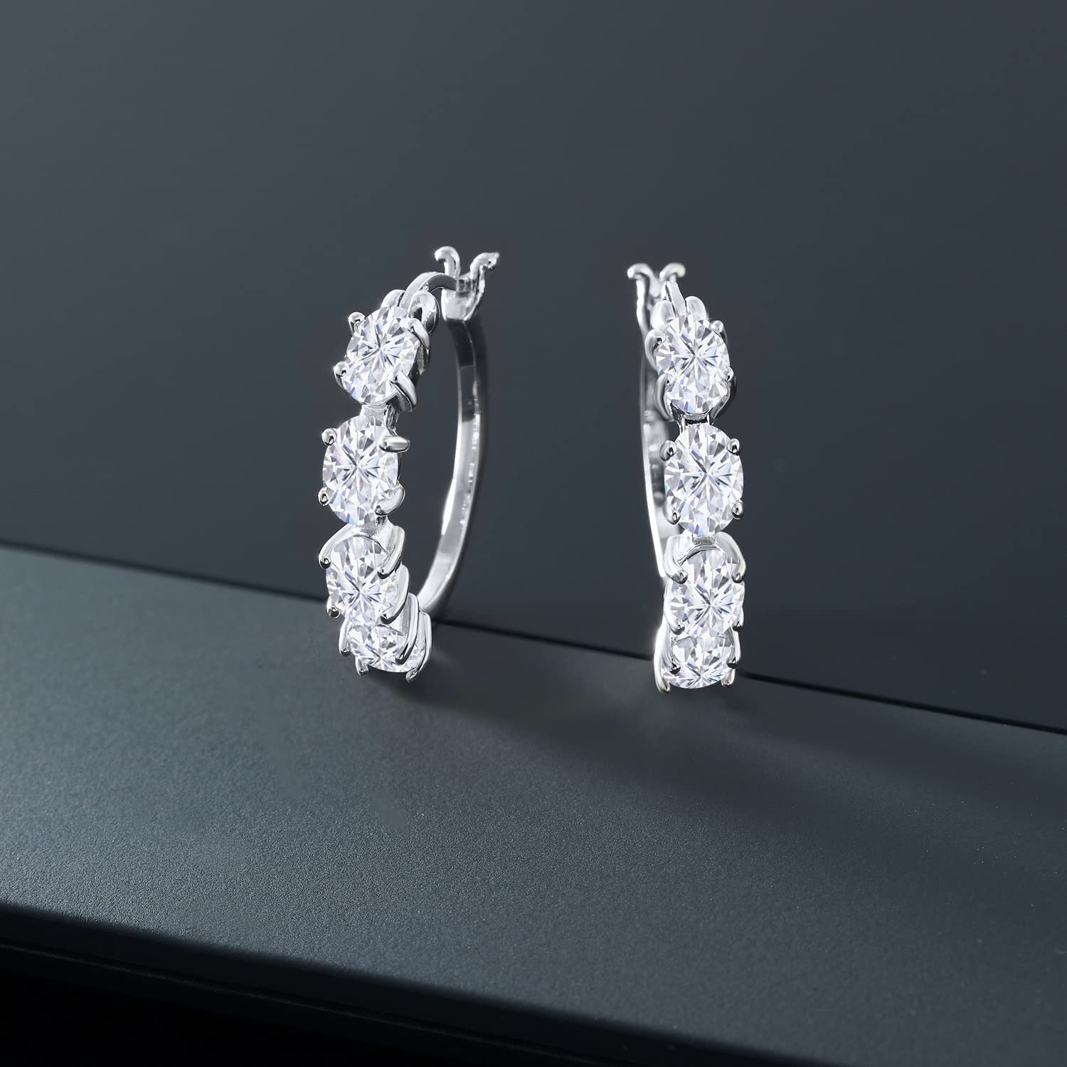 Gem Stone King 925 Sterling Silver Hoop Earrings for Women - 6X4MM Oval Birthstone Hoop Earrings (22MM/0.85 Inch) - Elegant Fine Jewelry Gift for Her, Mom, Wife | Perfect for Birthdays, Anniversaries & Special Occasions