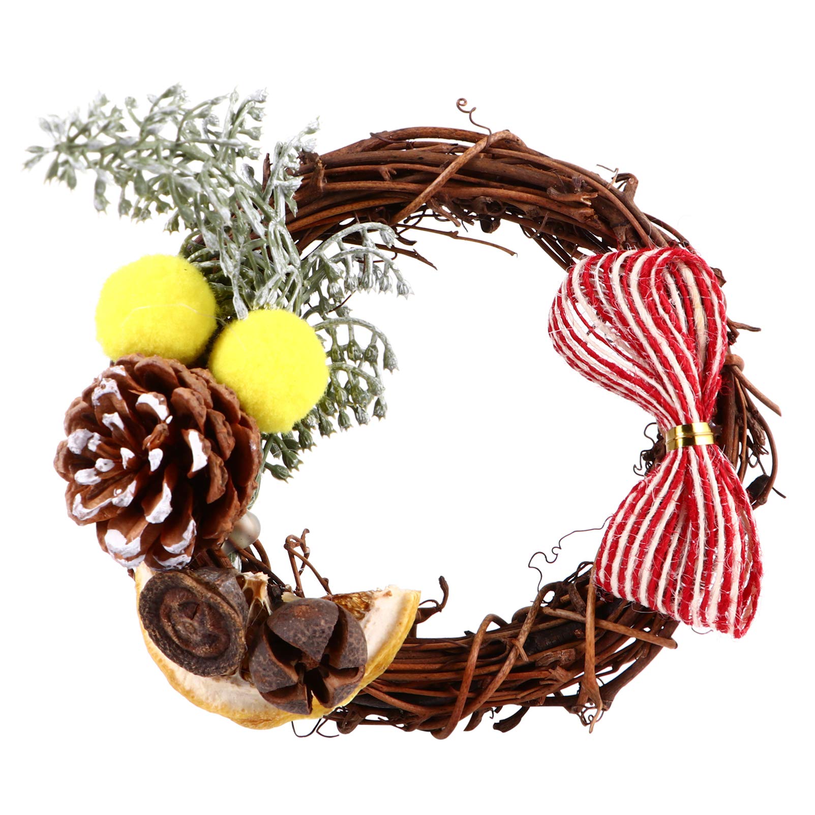 BESTOYARD Christmas Wreath - Natural Rattan Wreath with Bow & Pine Cones for Holiday Decor - Front Door, Window, Outdoor Hanging Christmas Decoration - Perfect for Home, Office & Seasonal Festive Decorations