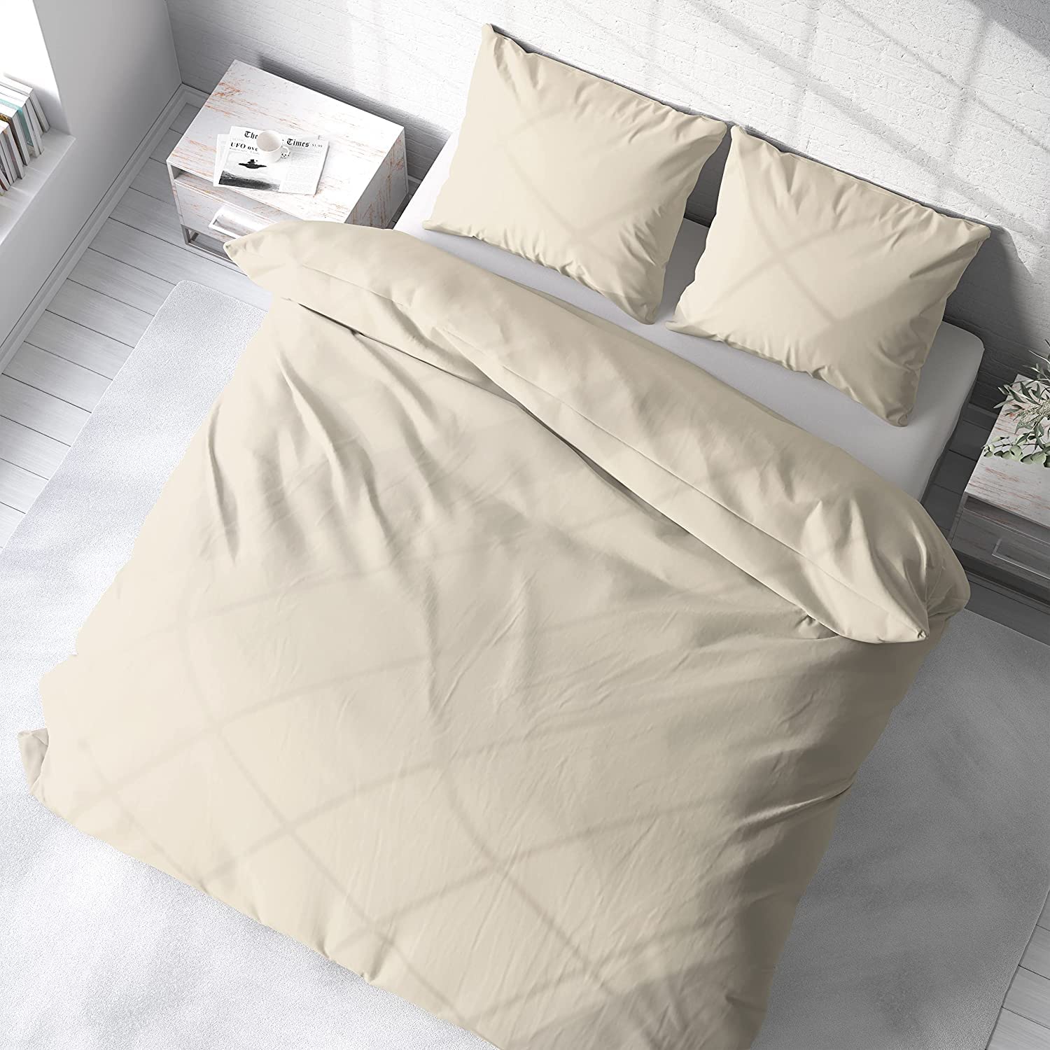 Premium 800 Thread Count Egyptian Cotton Duvet Cover Set - Super King Size with Zipper Closure & Corner Ties (Ivory) | 1 Duvet Cover + 2 Pillow Shams | Luxury Bedding for Master Bedroom, Guest Room & Hotel Use