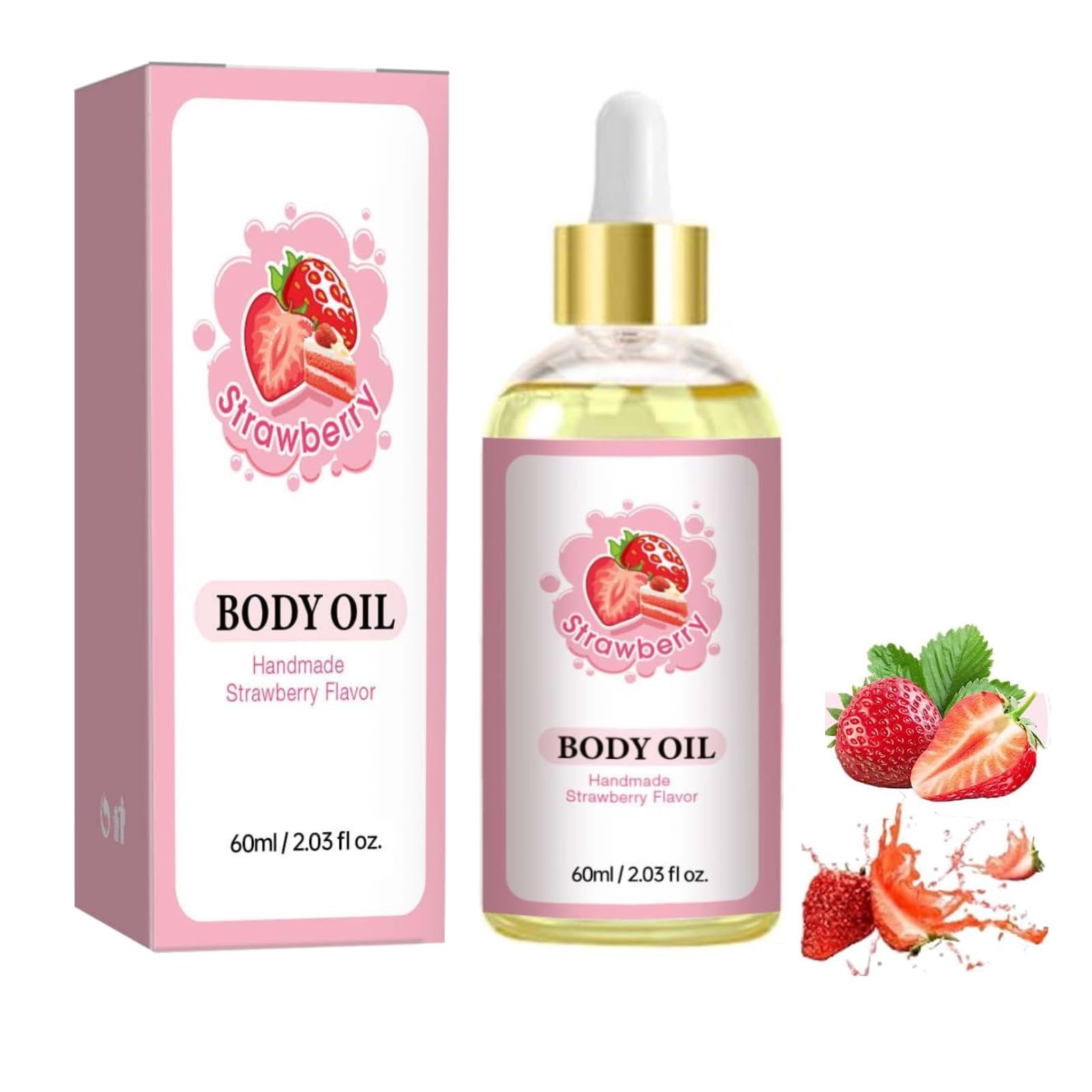 Strawberry Shortcake & Pound Cake Flavored Body Oil - Hydrating & Moisturizing Skin Care for Dry Skin - Perfect for Massage, Aromatherapy & Daily Skincare Routine